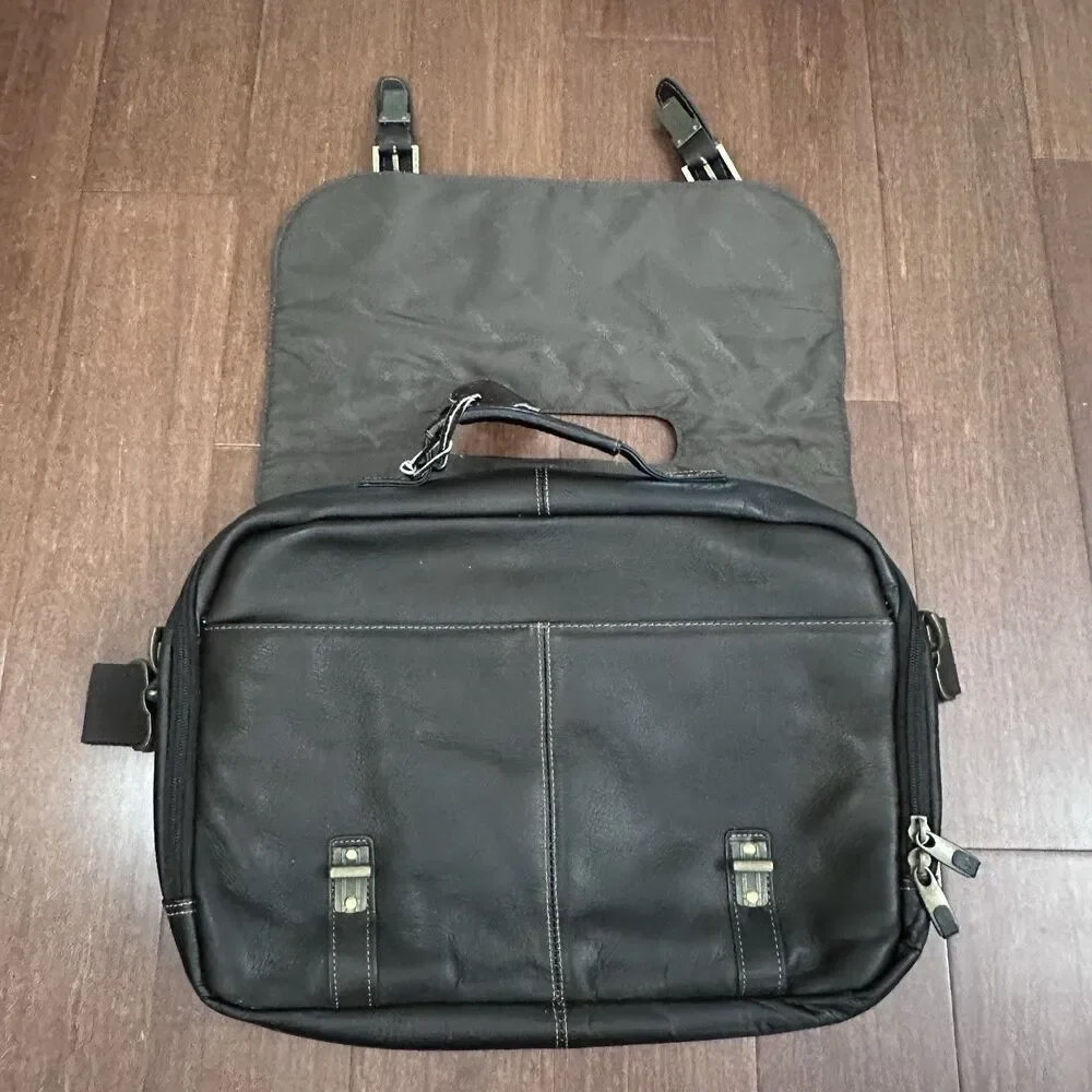Samsonite Colombian Leather Flap-Over Business Messenger Bag Laptop, Brown